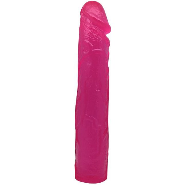 Ярко-розовый гелевый фаллоимитатор - 24 см