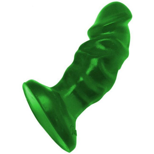 Зелёная анальная пробка-фаллос - 13 см. Фотография 2.