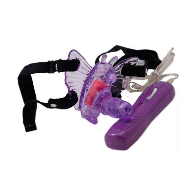 Фиолетовый клиторальный стимулятор-бабочка с 7 режимами вибрации. Фотография 3.