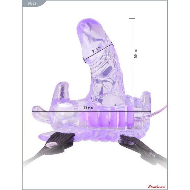 Фиолетовый клиторальный стимулятор-бабочка с 7 режимами вибрации. Фотография 4.