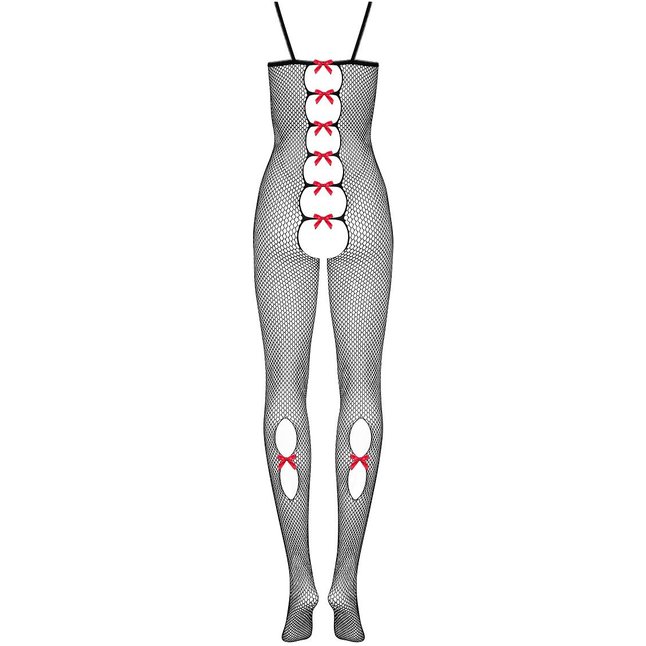 Комбинезон-сетка с алыми бантиками - Spicy. Фотография 4.