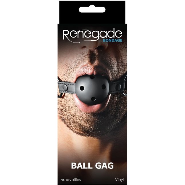 Чёрный кляп-шар с отверстиями для воздуха Renegade Bondage Ball Gag - Renegade. Фотография 2.
