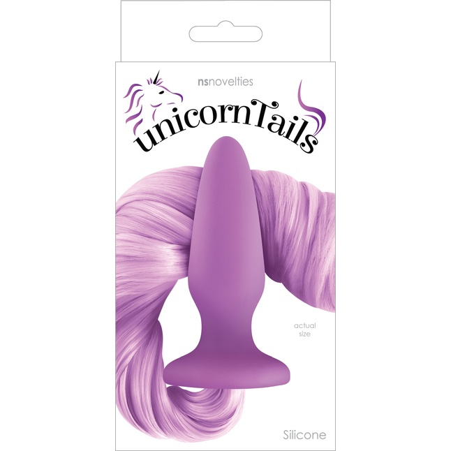 Сиреневая анальная пробка с сиреневым хвостом Unicorn Tails Pastel Purple - Unicorn Tails. Фотография 2.