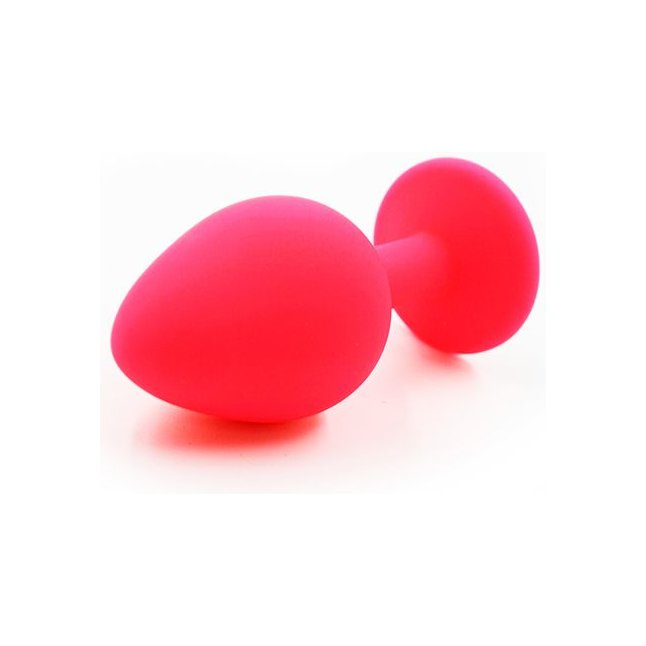 Розовая силиконовая анальная пробка с красным кристаллом - 8,3 см - Kanikule anal plugs. Фотография 2.