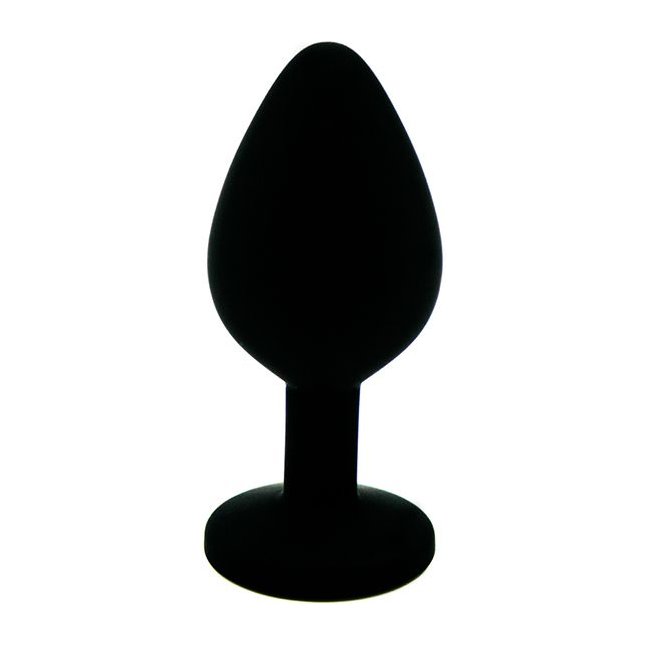 Чёрная силиконовая анальная пробка с прозрачным кристаллом - 8,3 см - Kanikule anal plugs. Фотография 3.