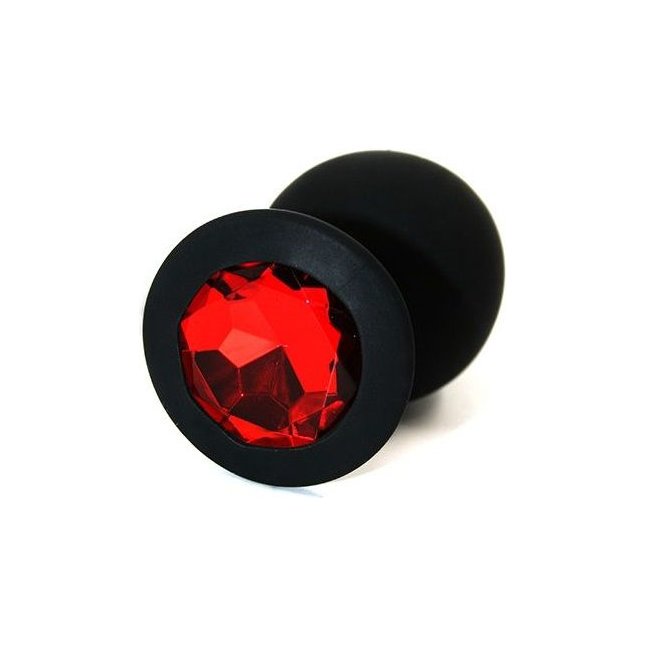 Черная силиконовая анальная пробка с красным кристаллом - 8,3 см - Kanikule anal plugs