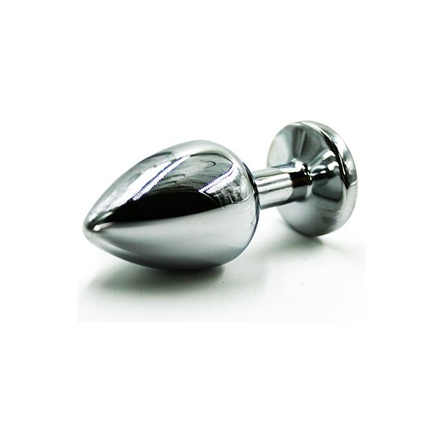 Серебристая алюминиевая анальная пробка с голубым кристаллом - 6 см - Kanikule anal plugs. Фотография 2.