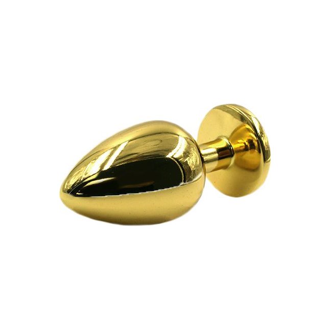 Золотистая алюминиевая анальная пробка с прозрачным кристаллом - 6 см - Kanikule anal plugs