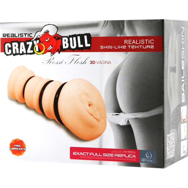 Мастурбатор-вагина с утягивающими кольцами Rossi Flesh 3D - Crazy Bull. Фотография 7.
