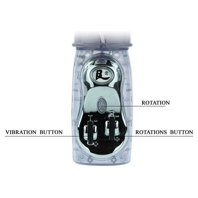 Прозрачный вибратор со стимуляцией клитора и ротацией - 27 см. Фотография 5.