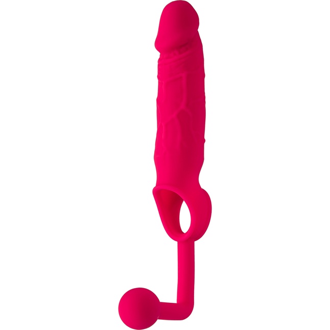 Розовая насадка на пенис с анальной втулкой-шаром. Фотография 3.