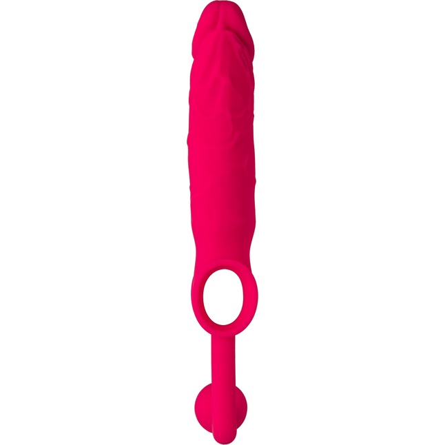 Розовая насадка на пенис с анальной втулкой-шаром. Фотография 6.