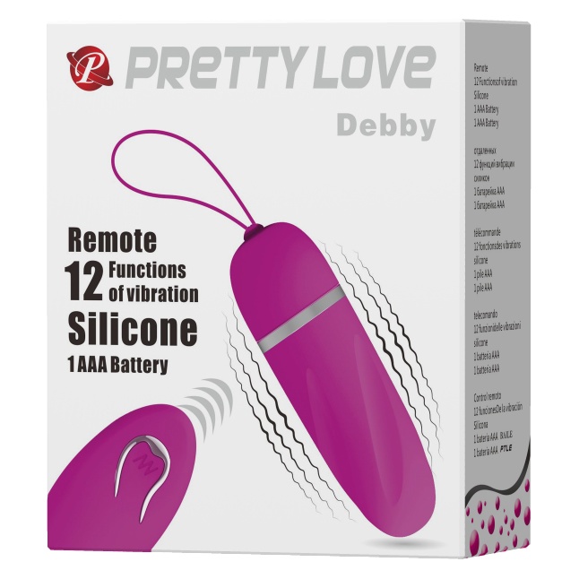 Виброяйцо Debby с дистанционным пультом и 12 видами вибрации - Pretty Love. Фотография 6.