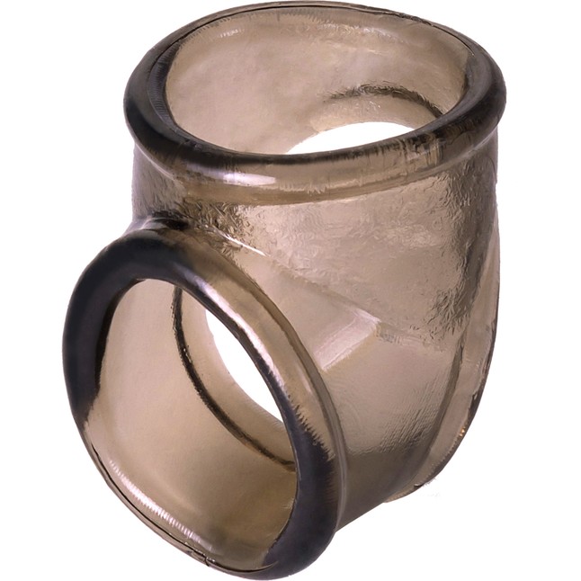 Дымчатое эрекционное кольцо с фиксацией мошонки - XLover