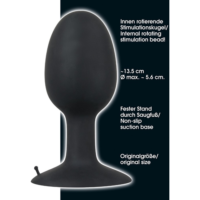 Чёрная силиконовая анальная пробка с присоской Backdoor Friend XL - 13,5 см - You2Toys. Фотография 6.