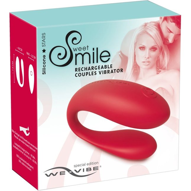 Красный вибратор для пар Sweet Smile We-Vibe - Smile. Фотография 6.