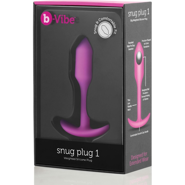 Розовая пробка для ношения B-vibe Snug Plug 1 - 9,4 см. Фотография 5.