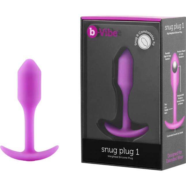 Розовая пробка для ношения B-vibe Snug Plug 1 - 9,4 см