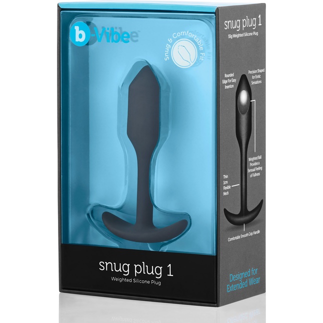 Чёрная пробка для ношения B-vibe Snug Plug 1 - 9,4 см. Фотография 5.
