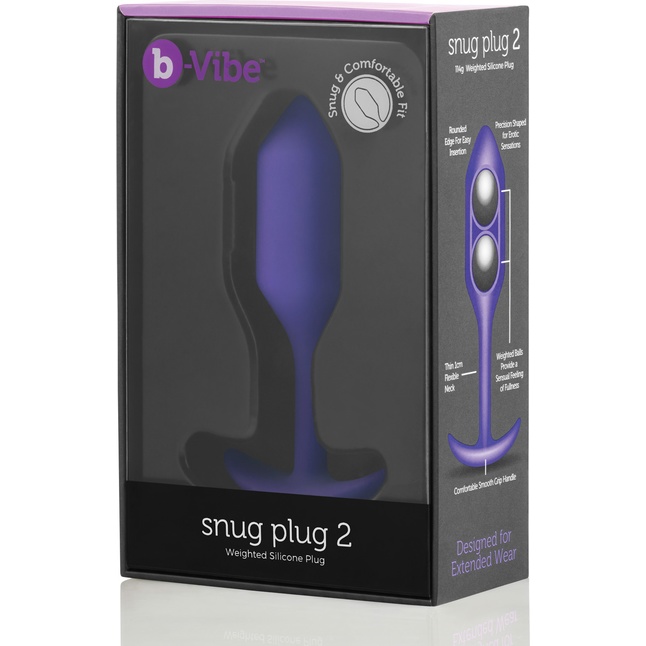 Фиолетовая пробка для ношения B-vibe Snug Plug 2 - 11,4 см. Фотография 5.