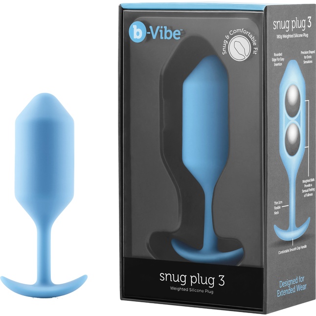 Голубая пробка для ношения B-vibe Snug Plug 3 - 12,7 см