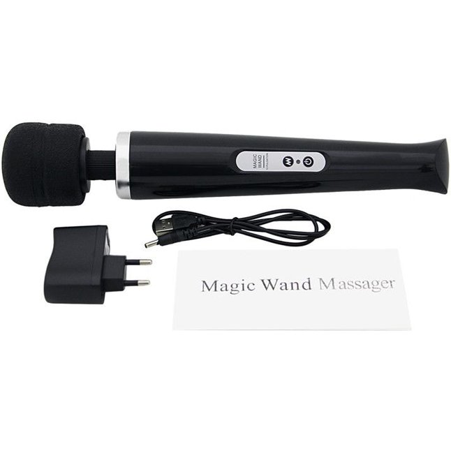 Чёрный беспроводной массажер Magic Wand с 10 режимами. Фотография 4.