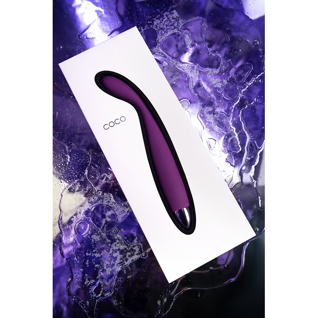Фиолетовый гибкий тонкий вибратор Coco для G-стимуляции - 18,2 см. Фотография 15.