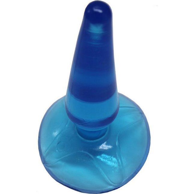 Голубая анальная пробка Butt Plug на присоске - 11 см. Фотография 3.