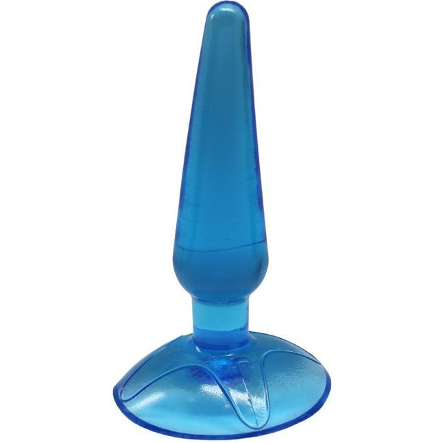 Голубая анальная пробка Butt Plug на присоске - 11 см