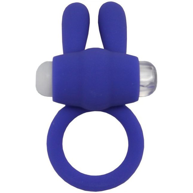 Синее эрекционное кольцо «Зайчик» с мини-вибратором. Фотография 2.