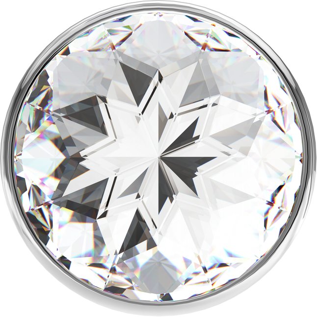 Малая серебристая анальная пробка Diamond Clear Sparkle Small с прозрачным кристаллом - 7 см - Diamond. Фотография 3.