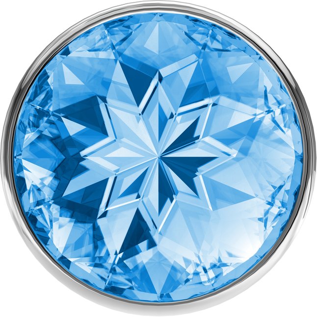 Большая серебристая анальная пробка Diamond Light blue Sparkle Large с голубым кристаллом - 8 см - Diamond. Фотография 3.