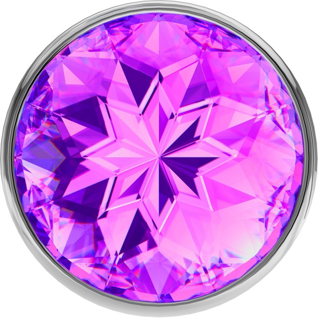 Малая серебристая анальная пробка Diamond Purple Sparkle Small с фиолетовым кристаллом - 7 см - Diamond. Фотография 3.