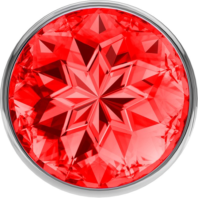 Большая серебристая анальная пробка Diamond Red Sparkle Large с красным кристаллом - 8 см - Diamond. Фотография 3.