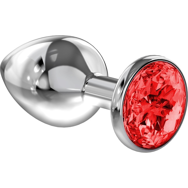 Большая серебристая анальная пробка Diamond Red Sparkle Large с красным кристаллом - 8 см - Diamond