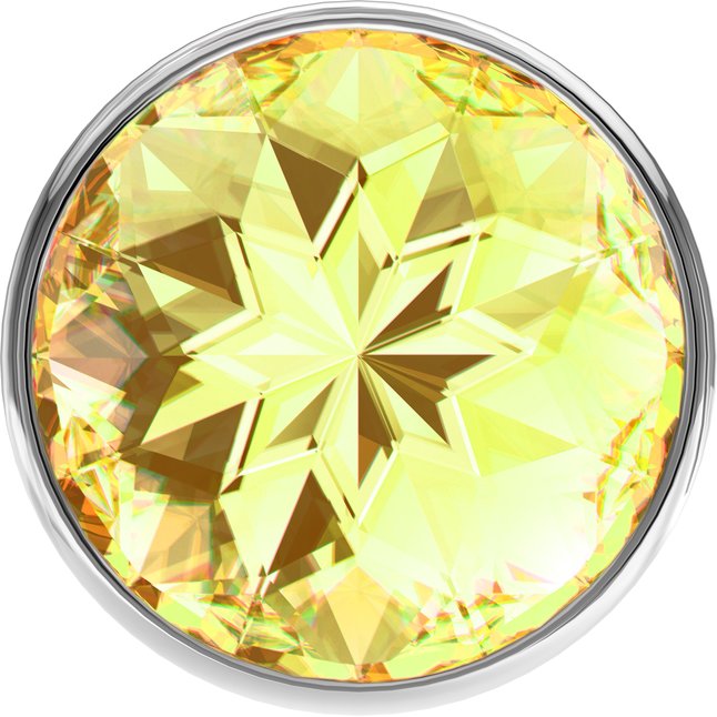 Большая серебристая анальная пробка Diamond Yellow Sparkle Large с жёлтым кристаллом - 8 см - Diamond. Фотография 3.