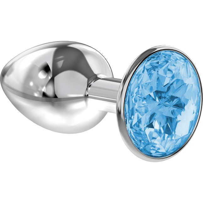 Малая серебристая анальная пробка Diamond Light blue Sparkle Small с голубым кристаллом - 7 см - Diamond