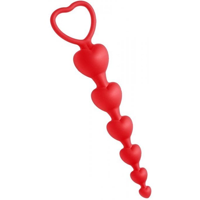 Красные анальные бусы Sweet Heart Silicone Anal Beads - 18,4 см - Frisky