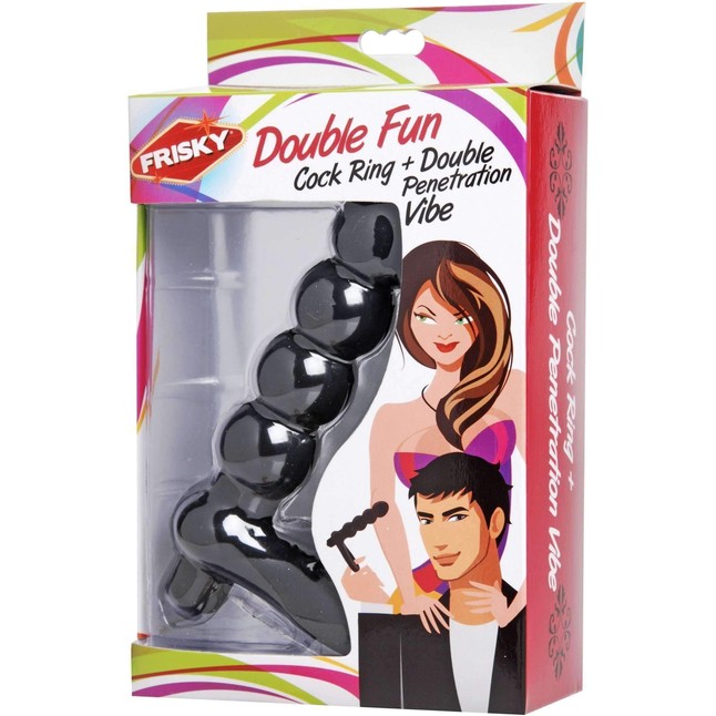 Насадка для двойного проникновения Double Fun Cock Ring with Double Penetration Vibe - Frisky. Фотография 4.