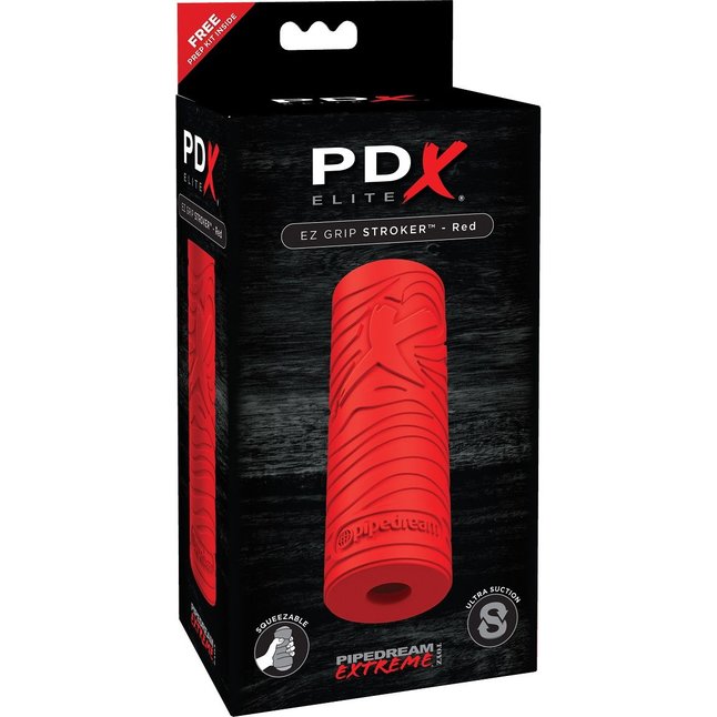 Красный мастурбатор EZ Grip Stroker - PDX Elite. Фотография 3.