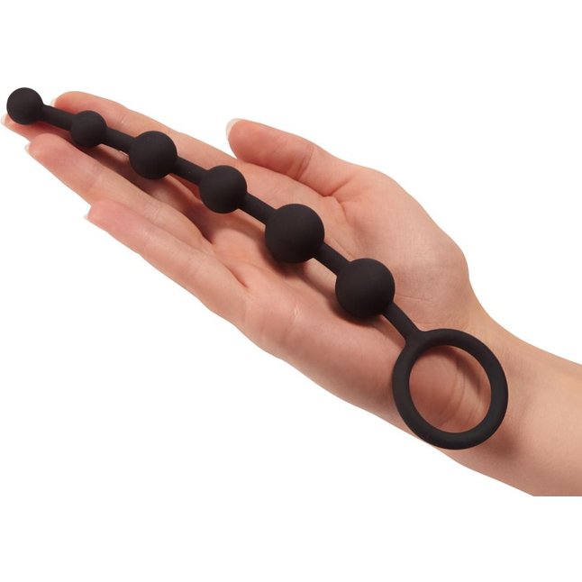 Чёрная анальная цепочка Anal Beads - 20,5 см. Фотография 3.
