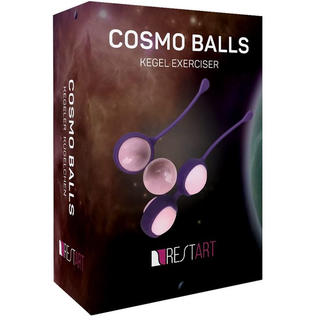 Фиолетовые вагинальные шарики Cosmo Balls с парой сменных шаров. Фотография 2.