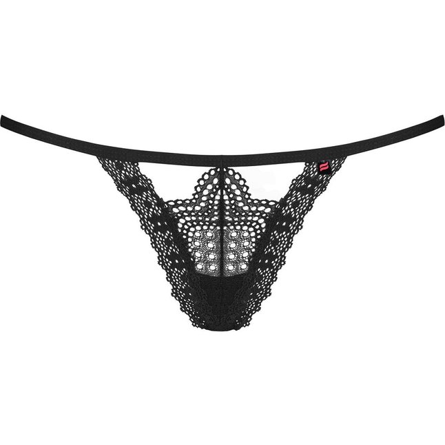 Ажурные трусики-стринги с фиолетовой подвеской и бантиком сзади - Sexy. Фотография 3.