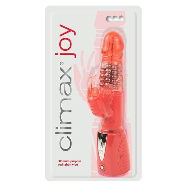 Красный вибромассажер Climax Joy 3X Multi-Purpose Rabbit Vibe - 23,5 см - Climax. Фотография 5.