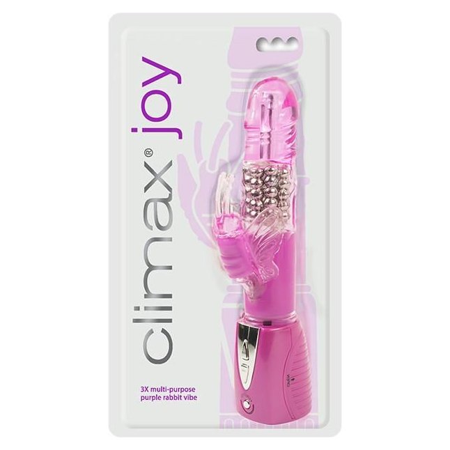 Фиолетовый вибромассажер Climax Joy 3X Multi-Purpose Rabbit Vibe - 23,5 см - Climax. Фотография 2.