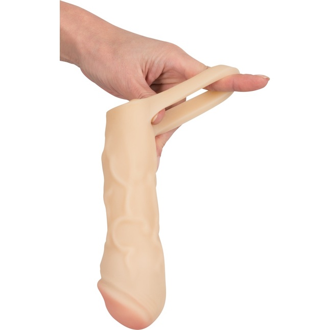 Закрытая удлиняющая насадка на пенис с подхватом мошонки Thicker Bigger Extension - 17 см - You2Toys. Фотография 6.