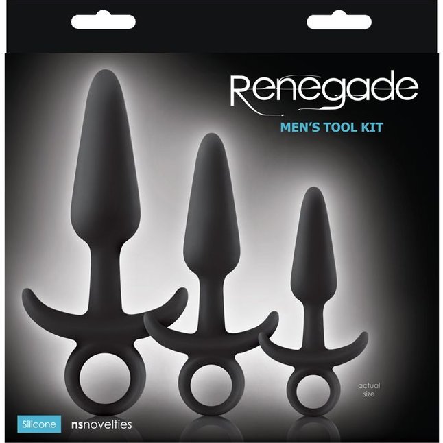 Набор черных анальных пробок с держателем Renegade Men s Tool Kit - Renegade. Фотография 2.