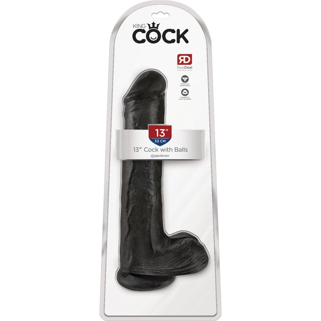 Чёрный фаллоимитатор на присоске 13 Cock with Balls - 35,6 см - King Cock. Фотография 5.