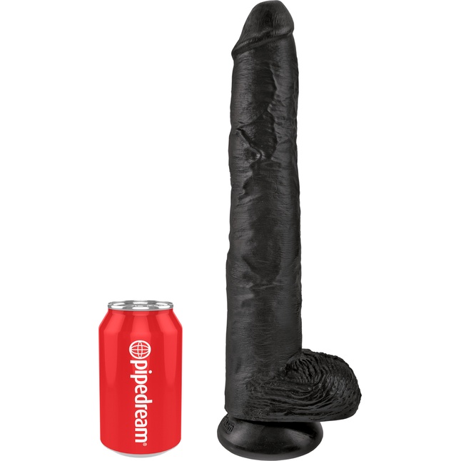 Чёрный фаллоимитатор-гигант 14 Cock with Balls - 37,5 см - King Cock. Фотография 6.