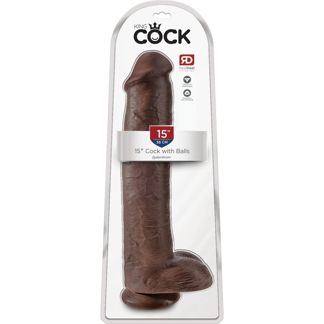 Коричневый фаллоимитатор-гигант 15 Cock with Balls - 40,6 см - King Cock. Фотография 5.